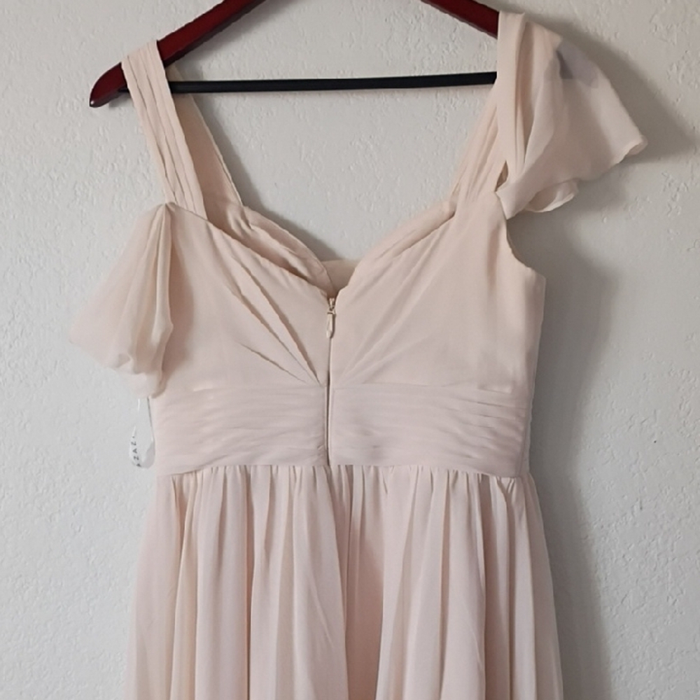 Azazie Lianne Cream Alabaster Bridesmaid Maxi Dress Size 8 - Picture 10 of 16